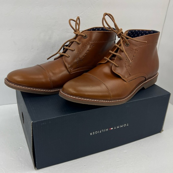 TOMMY HILFIGER, MEN’S DRESS LACE UP CHUKKA BOOTS, BROWN SIZE 9.5 - Picture 2 of 16